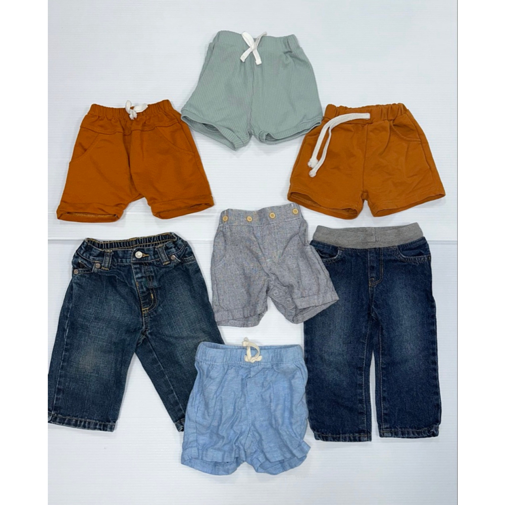Lot of 7 Assorted Baby Boy Bundle 5 Shorts 2 pants Various Sizes - Picture 2 of 13